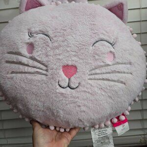 Isaac Mizrahi Kitty Cat large pink pillow w/ blanket pajama bag attached 18"